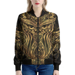 Gold Owl Spirit Print Women's Bomber Jacket