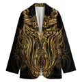 Gold Owl Spirit Print Women's Cotton Blazer