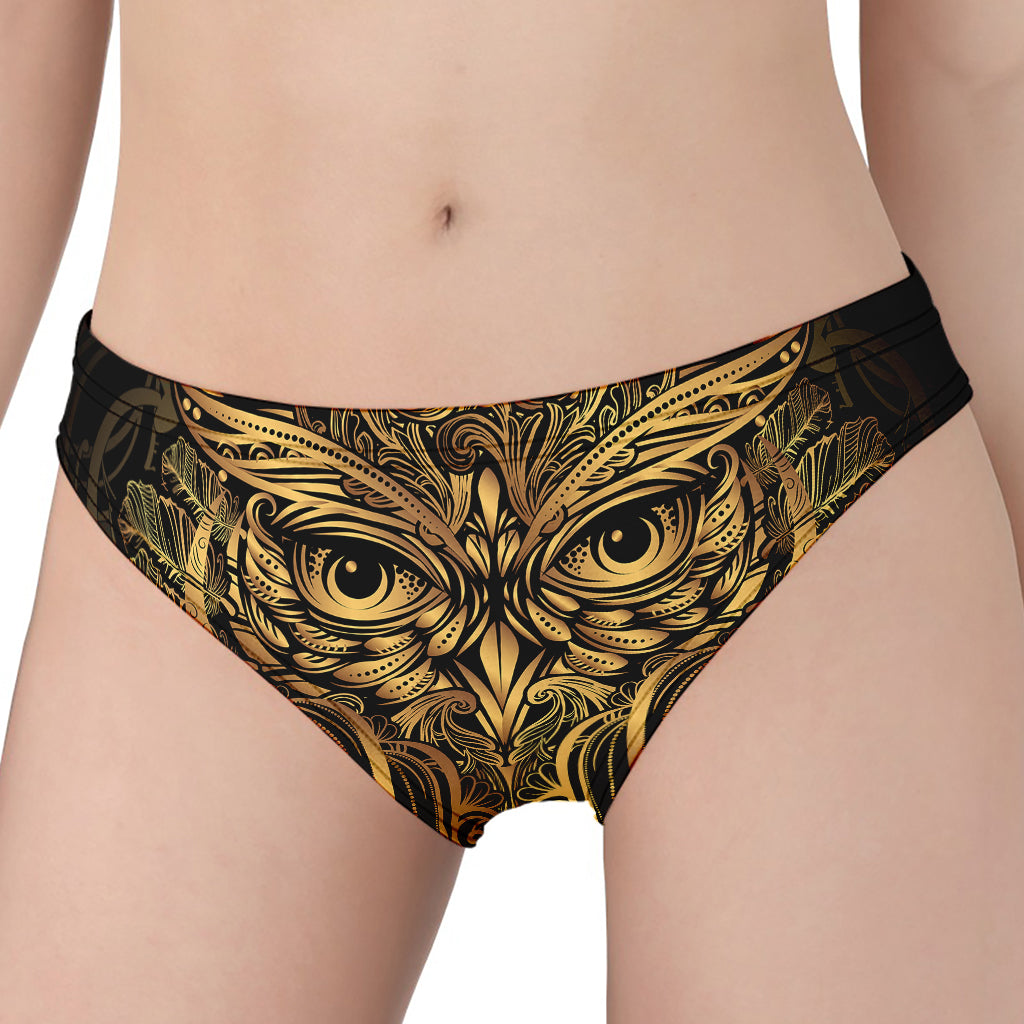 Gold Owl Spirit Print Women's Panties