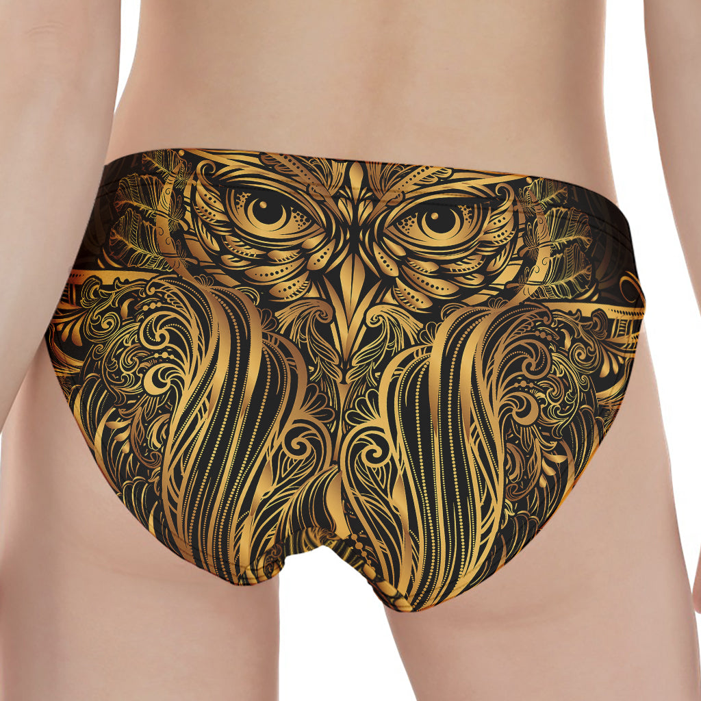 Gold Owl Spirit Print Women's Panties