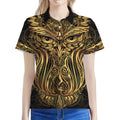 Gold Owl Spirit Print Women's Polo Shirt