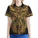 Gold Owl Spirit Print Women's Polo Shirt