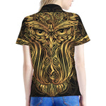 Gold Owl Spirit Print Women's Polo Shirt