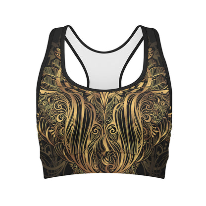 Gold Owl Spirit Print Women's Sports Bra