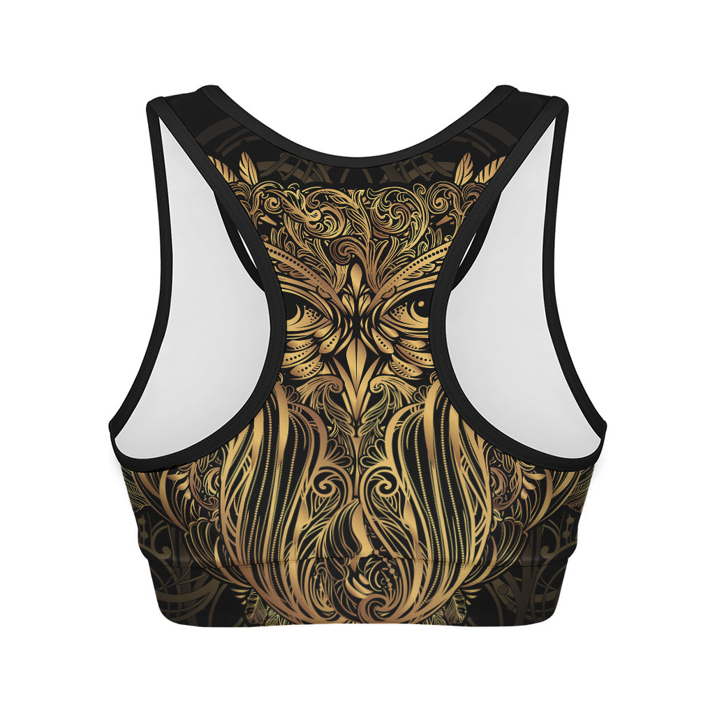Gold Owl Spirit Print Women's Sports Bra