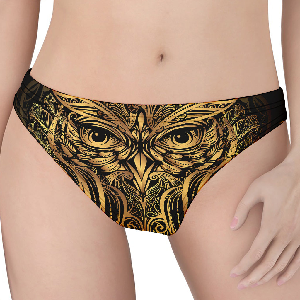 Gold Owl Spirit Print Women's Thong