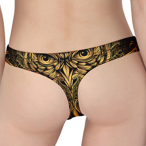 Gold Owl Spirit Print Women's Thong