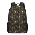 Gold Playing Card Suits Pattern Print 17 Inch Backpack