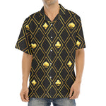 Gold Playing Card Suits Pattern Print Aloha Shirt