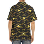 Gold Playing Card Suits Pattern Print Aloha Shirt