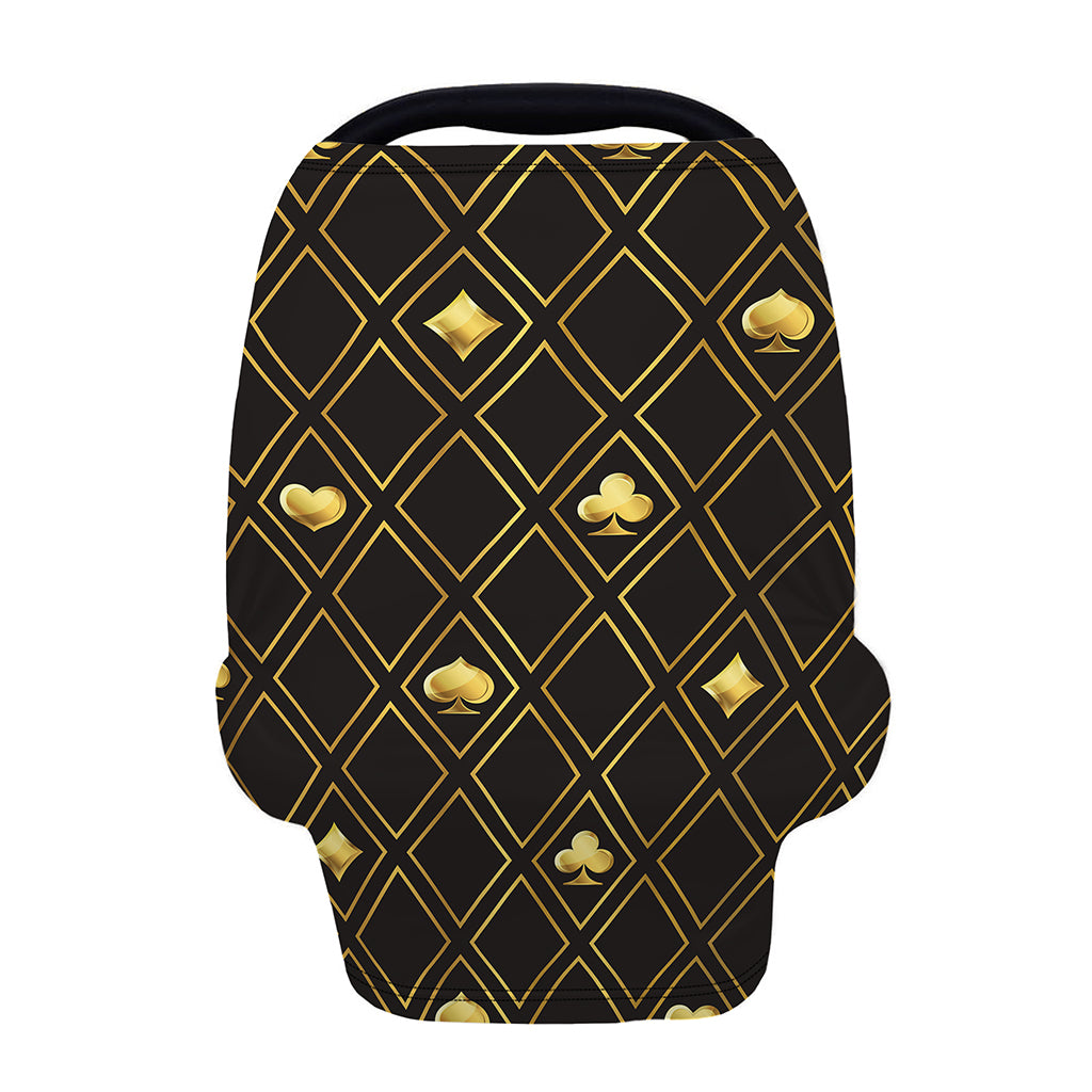 Gold Playing Card Suits Pattern Print Baby Seat Cover