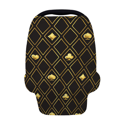 Gold Playing Card Suits Pattern Print Baby Seat Cover