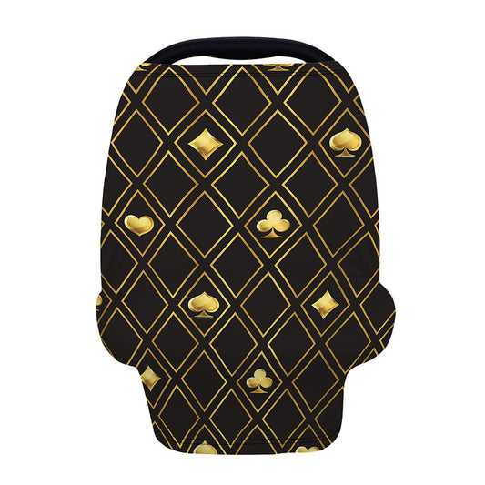 Gold Playing Card Suits Pattern Print Baby Seat Cover