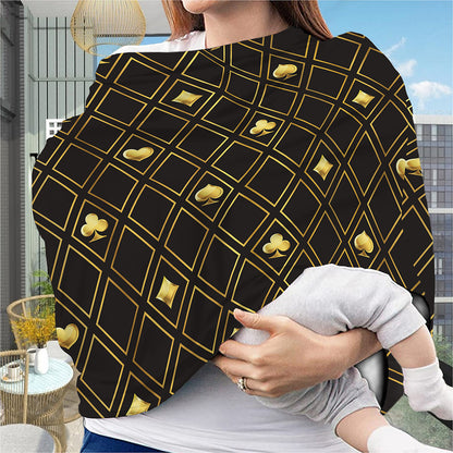 Gold Playing Card Suits Pattern Print Baby Seat Cover