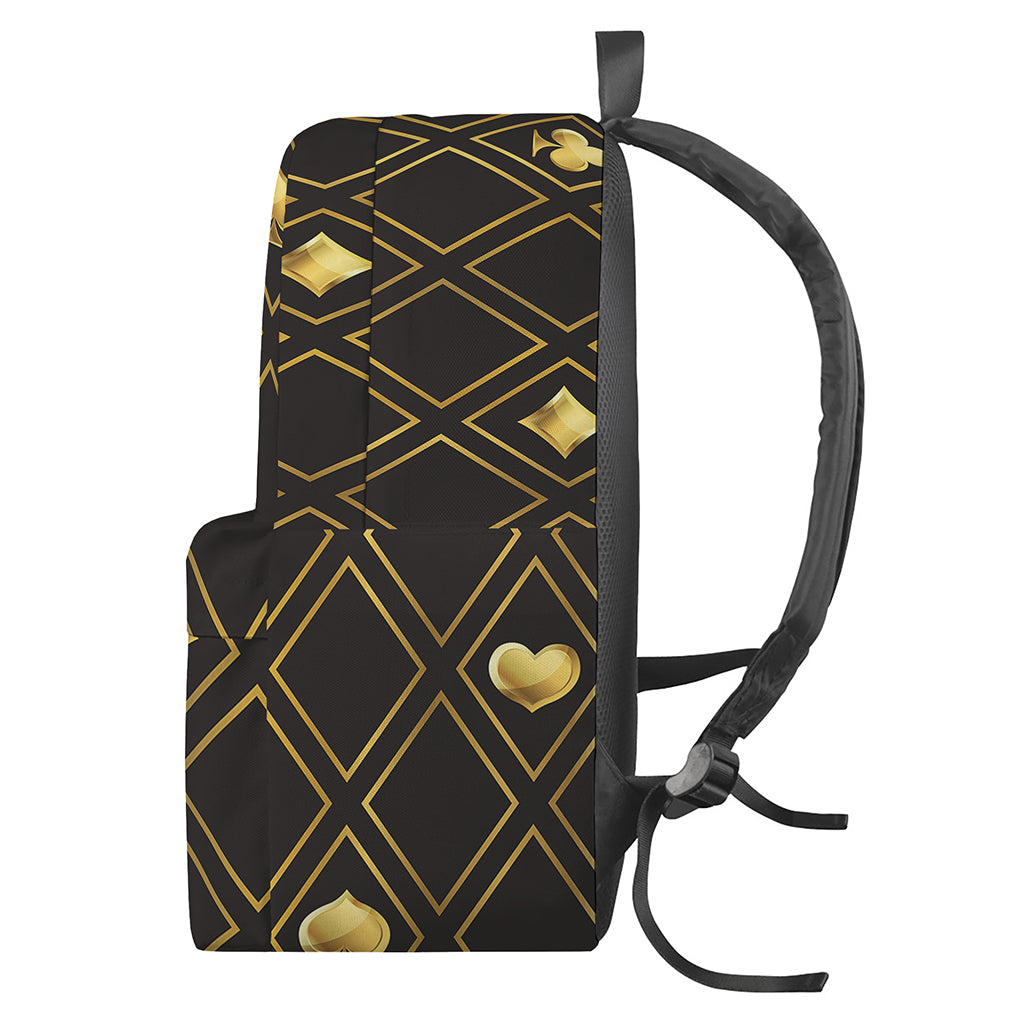 Gold Playing Card Suits Pattern Print Backpack