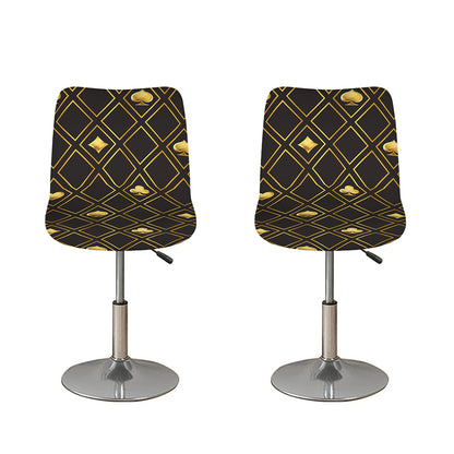 Gold Playing Card Suits Pattern Print Bar Stool Covers