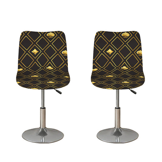 Gold Playing Card Suits Pattern Print Bar Stool Covers
