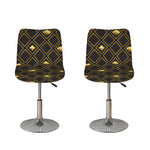Gold Playing Card Suits Pattern Print Bar Stool Covers
