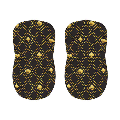 Gold Playing Card Suits Pattern Print Bar Stool Covers