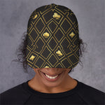 Gold Playing Card Suits Pattern Print Baseball Cap