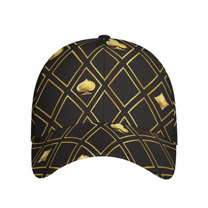 Gold Playing Card Suits Pattern Print Baseball Cap