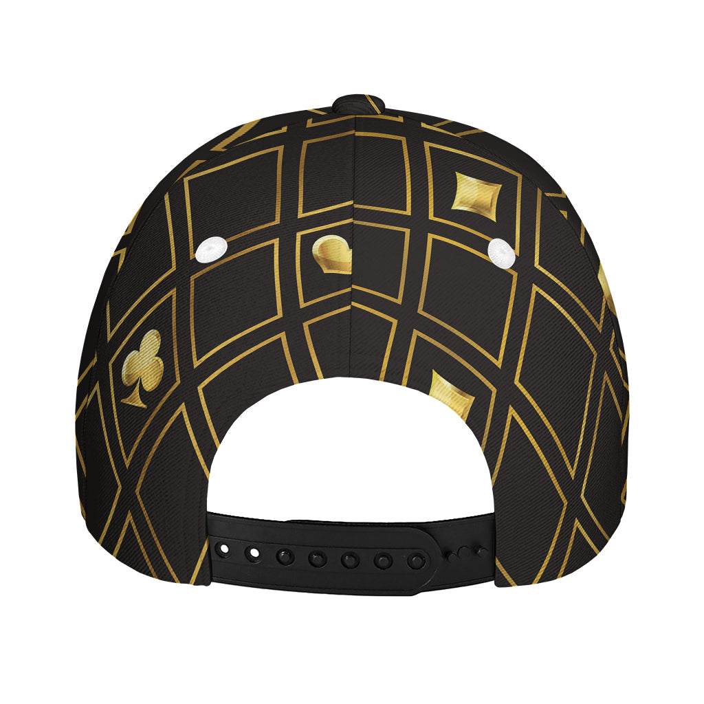 Gold Playing Card Suits Pattern Print Baseball Cap