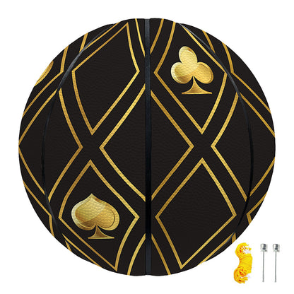 Gold Playing Card Suits Pattern Print Basketball