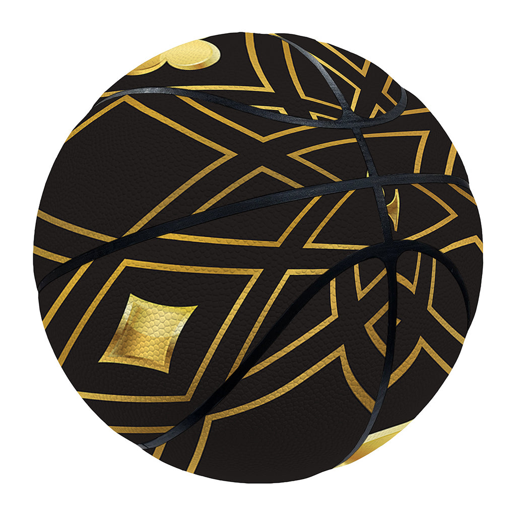 Gold Playing Card Suits Pattern Print Basketball