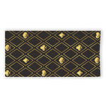 Gold Playing Card Suits Pattern Print Beach Towel