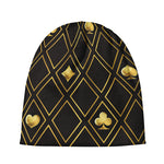 Gold Playing Card Suits Pattern Print Beanie