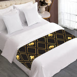 Gold Playing Card Suits Pattern Print Bed Runner