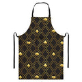 Gold Playing Card Suits Pattern Print Bib Apron With Pocket