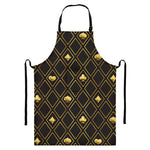 Gold Playing Card Suits Pattern Print Bib Apron With Pocket