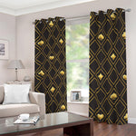 Gold Playing Card Suits Pattern Print Blackout Grommet Curtains