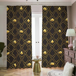 Gold Playing Card Suits Pattern Print Blackout Pencil Pleat Curtains