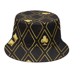 Gold Playing Card Suits Pattern Print Bucket Hat
