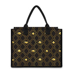 Gold Playing Card Suits Pattern Print Canvas Tote Bag