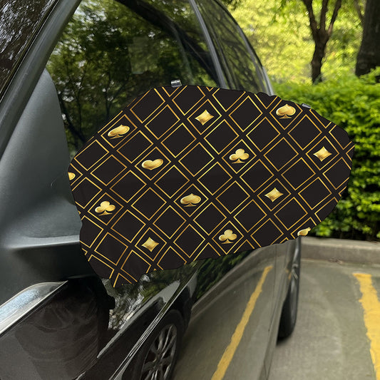 Gold Playing Card Suits Pattern Print Car Side Mirror Covers