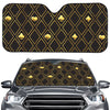 Gold Playing Card Suits Pattern Print Car Windshield Sun Shade