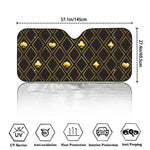 Gold Playing Card Suits Pattern Print Car Windshield Sun Shade