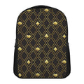Gold Playing Card Suits Pattern Print Casual Backpack