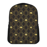 Gold Playing Card Suits Pattern Print Casual Backpack