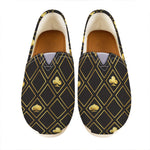 Gold Playing Card Suits Pattern Print Casual Shoes