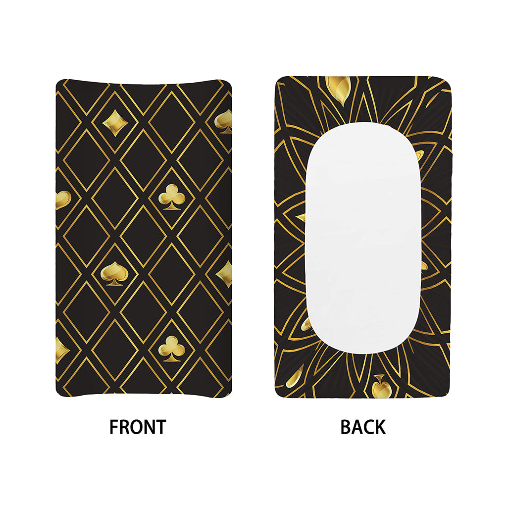 Gold Playing Card Suits Pattern Print Changing Pad Cover