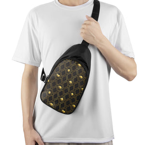 Gold Playing Card Suits Pattern Print Chest Bag