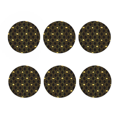 Gold Playing Card Suits Pattern Print Coaster Set