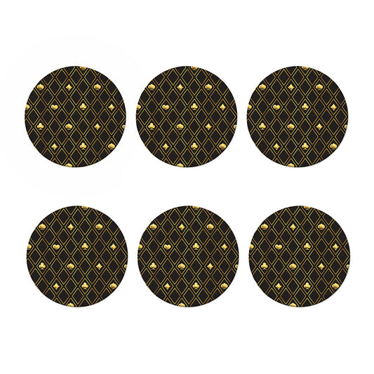 Gold Playing Card Suits Pattern Print Coaster Set