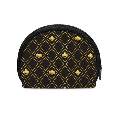 Gold Playing Card Suits Pattern Print Coin Purse