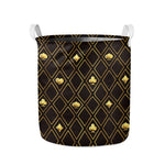 Gold Playing Card Suits Pattern Print Collapsible Laundry Basket