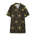 Gold Playing Card Suits Pattern Print Cotton Hawaiian Shirt
